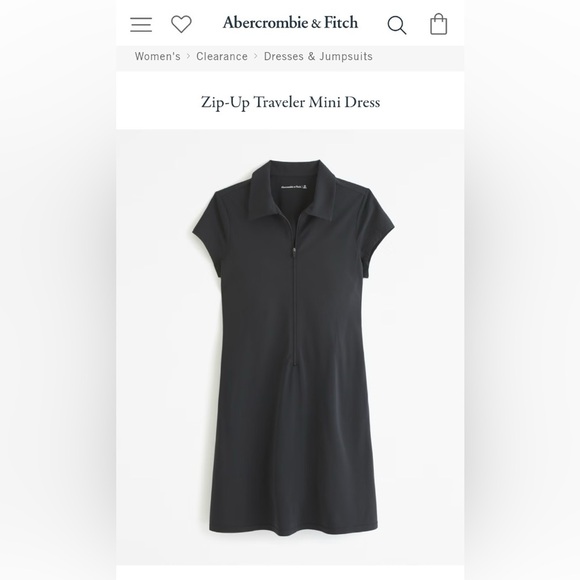 Abercrombie Traveler Zip-Front Mini Dress with Built-in Shorts Black L - Picture 2 of 12